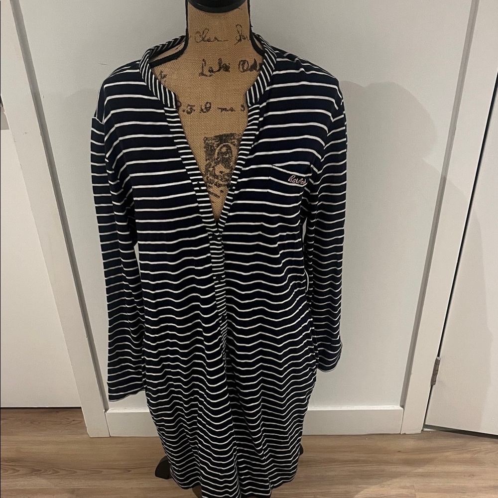 Barbour Navy Striped Midi Dress